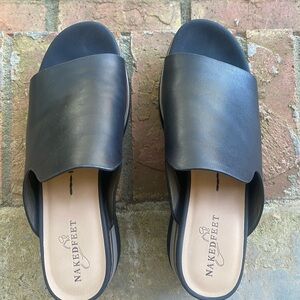 Naked Feet Black Platform Slides 9